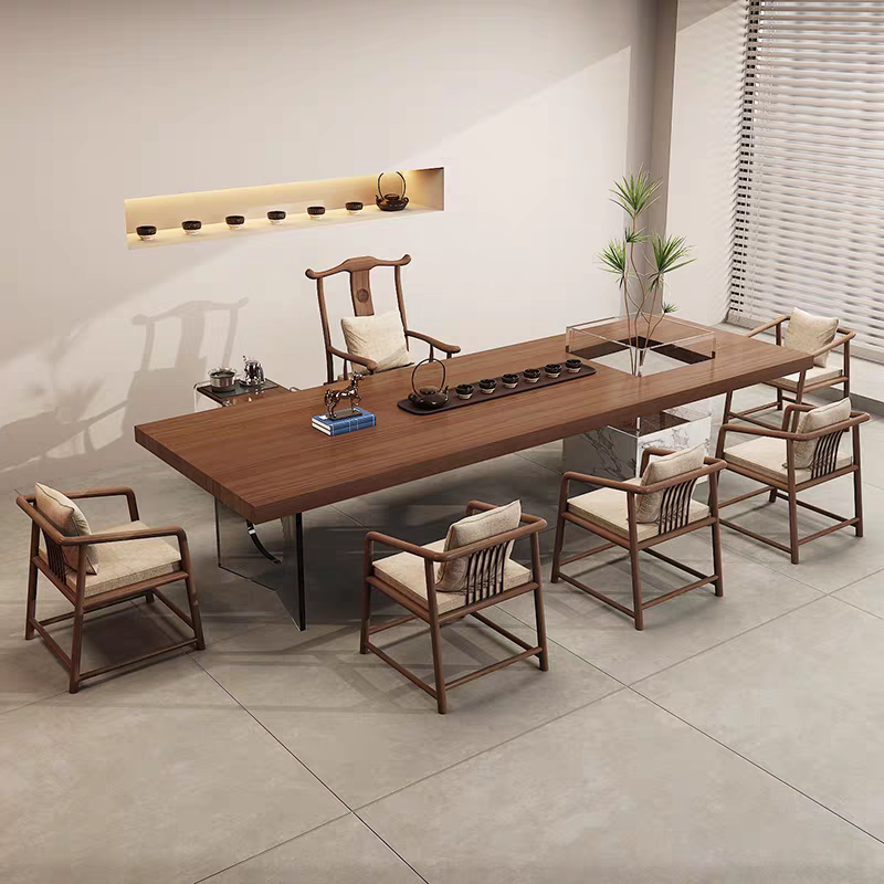 侘寂风实木禅意大板客厅茶桌