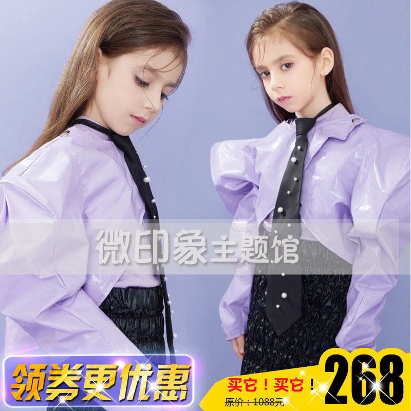 350影楼新款女孩儿童t台走秀艺术照模特卡潮童主题写真表演出服装