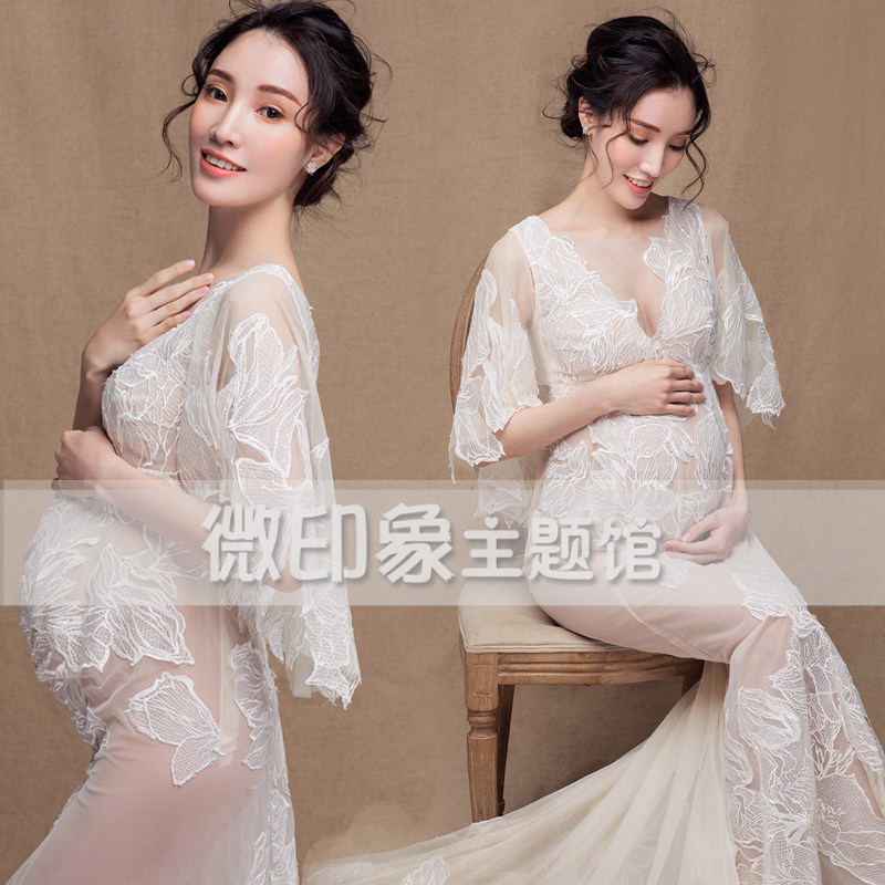 新款仙儿蕾丝纱裙礼服装孕妇照