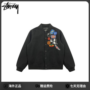 海外购Stussy斯图西 经典潮流贴图立领拉链夹克男女同款外套