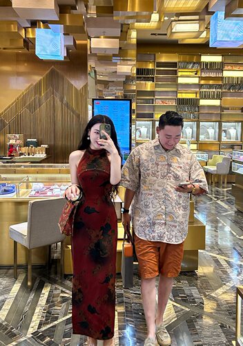 酔红锦无袖旗袍夏季江南女子