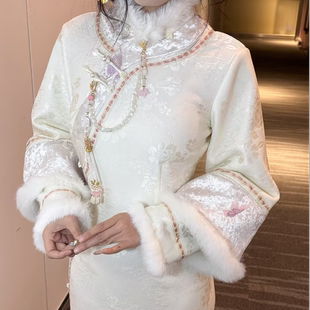 画报夫人原创新中式刺绣新中式倒大袖温柔旗袍 素素