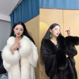 画报夫人原创自制升级版 一等品狐狸毛绒面针织大衣