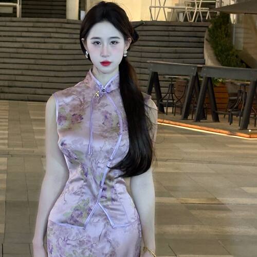画报夫人原创自制夏季显瘦国风新中式旗袍两件套 珠光宝气