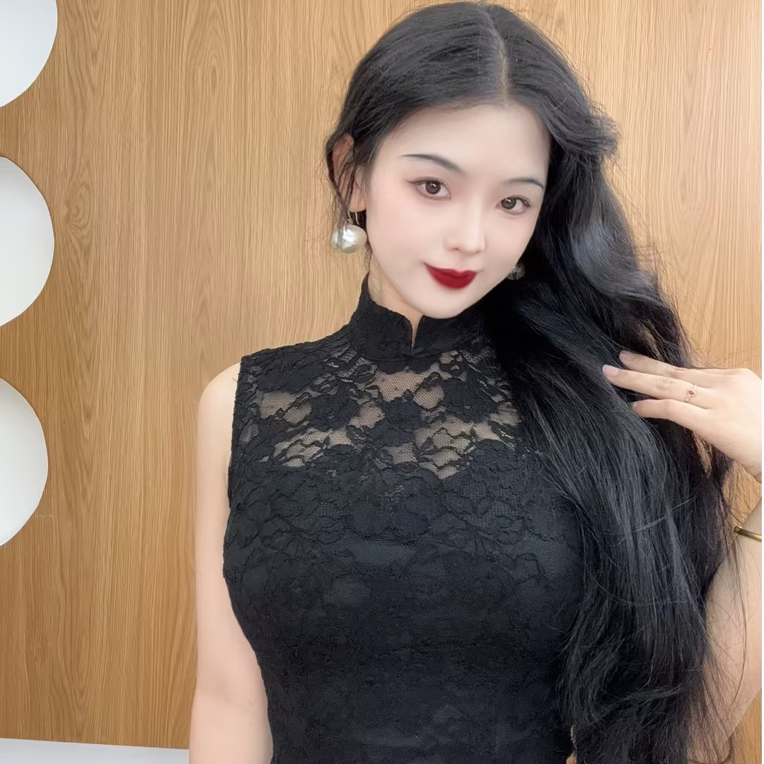 LHMknk1画报夫人原创秋冬纯欲蕾丝旗袍 致敬温柔黑蕾丝