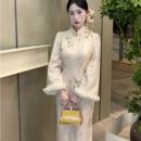 画报夫人原创自制秋冬厚款 凝香雪 温柔旗袍连衣裙