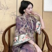 国风清汉女改良旗袍 画报夫人原创自制秋冬厚款 刺绣新中式 冷清秋