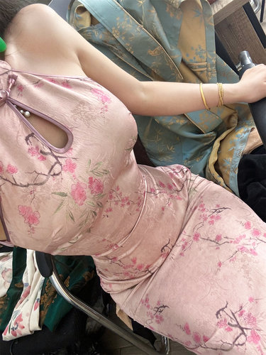 画报夫人原创自制新中式国风挖肩水滴旗袍连衣裙 忘春风