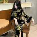 LHMknk1画报夫人原创自制高级重工烫金秋冬国风旗袍 金妃花倒大袖