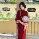 红墙蝴蝶倒大袖 画报夫人原创自制新中式 红色订婚刺绣旗袍