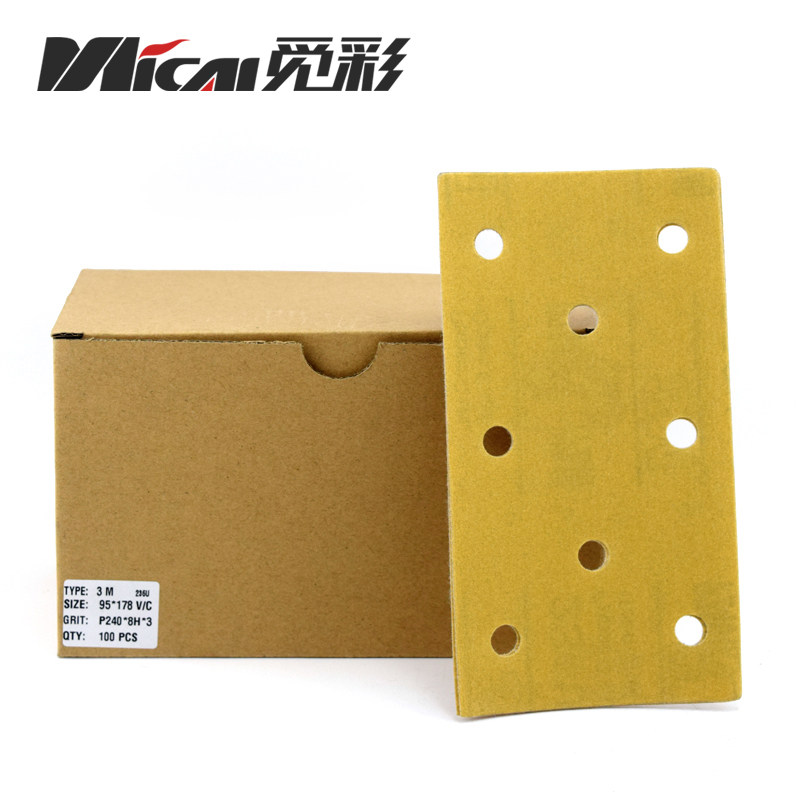 正品3m干磨砂纸236u长方形3 2 3 8孔 尺寸95*178 干磨砂纸