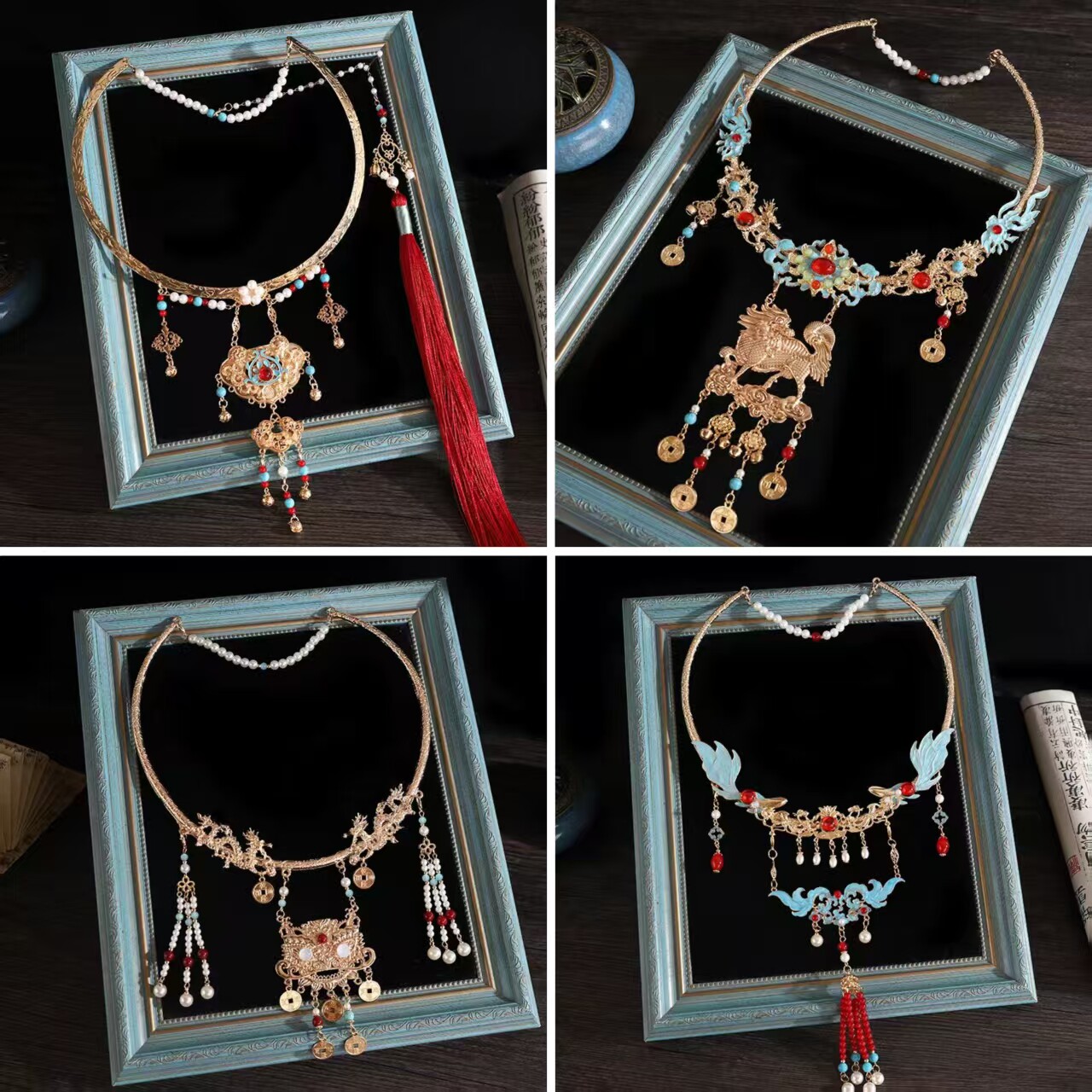 明制璎珞流苏项圈项链古风马面配饰麒麟锦鲤国风吊坠烧蓝汉服配饰,模玩/动漫/周边/娃圈三坑/桌游,古风/国风配饰,淘宝优惠券,粉丝福利购,淘宝优惠卷