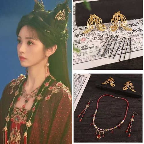 子夜归小田同款发饰璎珞项链耳朵