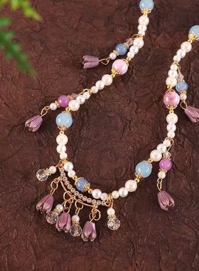 古风汉服项链女琉璃锁骨链吊坠