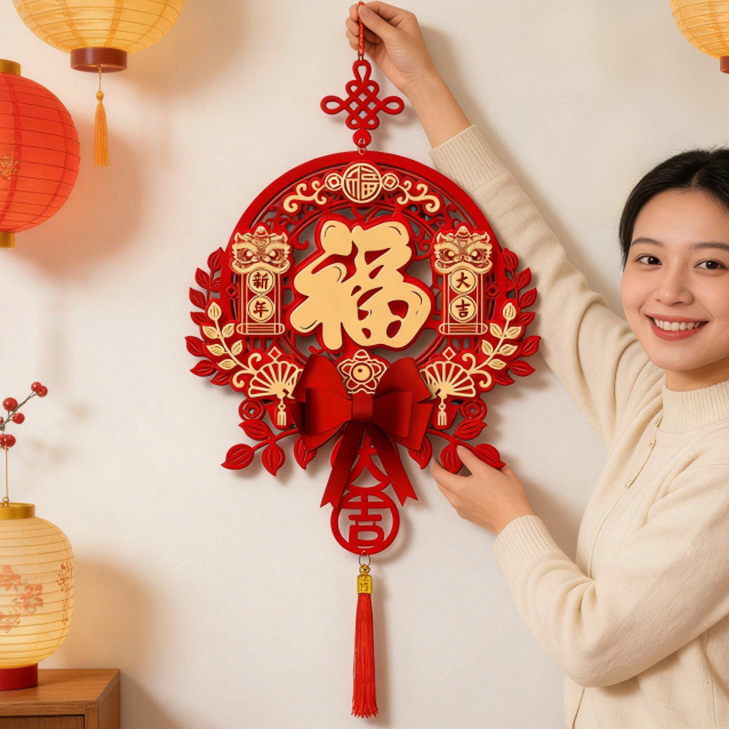 春联福字挂件2026新款马年客厅年画中国结入户门过年春节装饰,节庆用品/礼品,福字/窗花/窗贴,淘宝优惠券,粉丝福利购,淘宝优惠卷