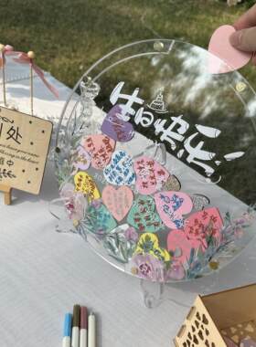 diy创意生日快乐圆形签到相框定制礼物送孩子闺蜜情侣朋友纪念日