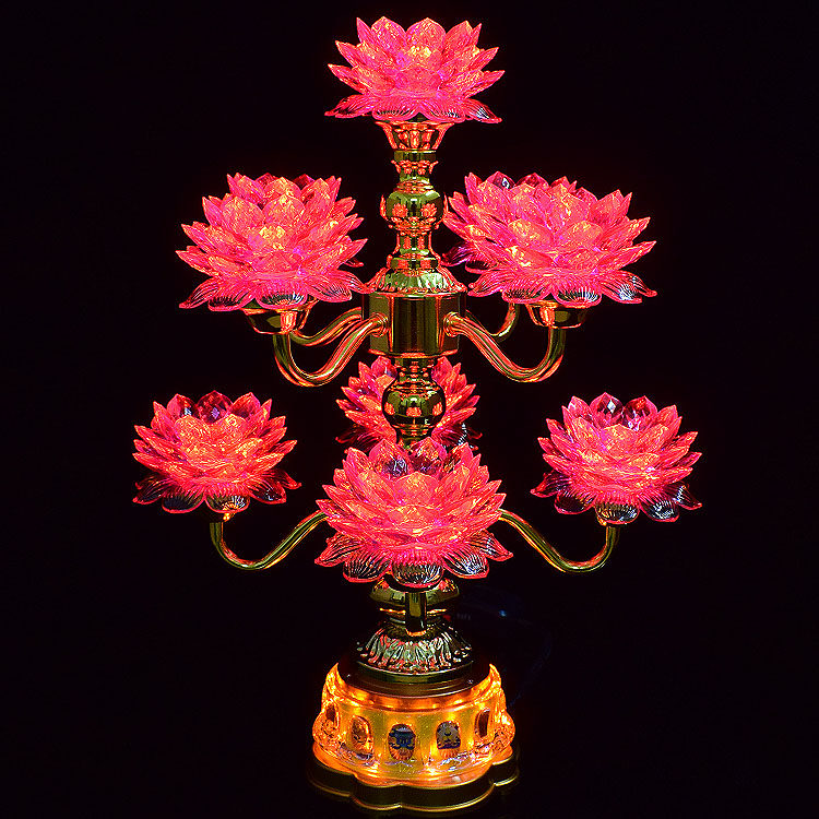 厂家直销七彩莲花灯家用长明灯插荷花灯/河灯