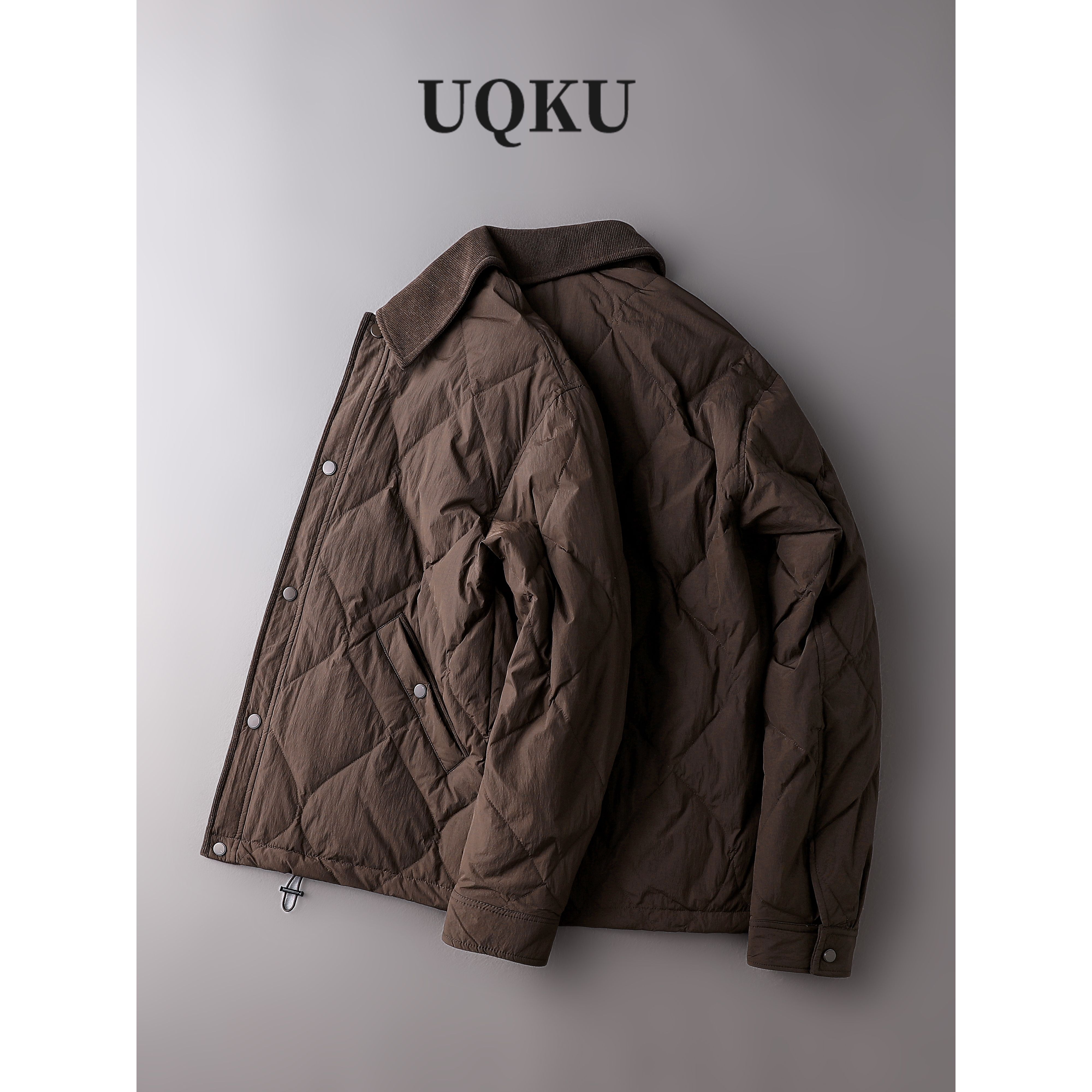 90白鸭绒轻薄款羽绒服男cityboy冬季宽松夹克菱形格流行外套