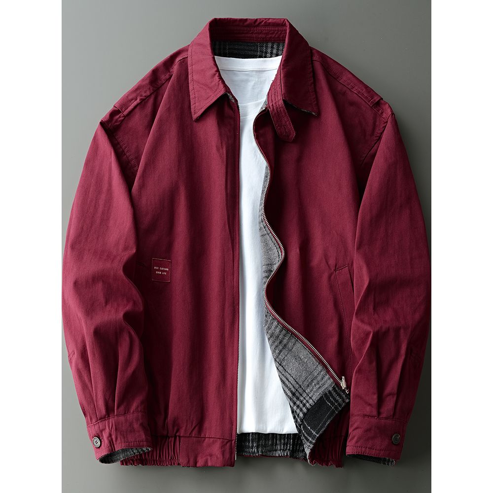 点霸春秋时尚哈灵顿休闲夹克男美式潮牌复古宽松两面穿飞行服外套