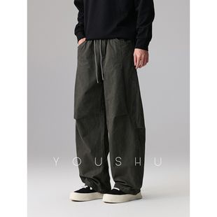 工装 2025超火 裤 直筒宽松美式 潮 立体剪裁廓形弯刀裤 休闲裤 男秋季