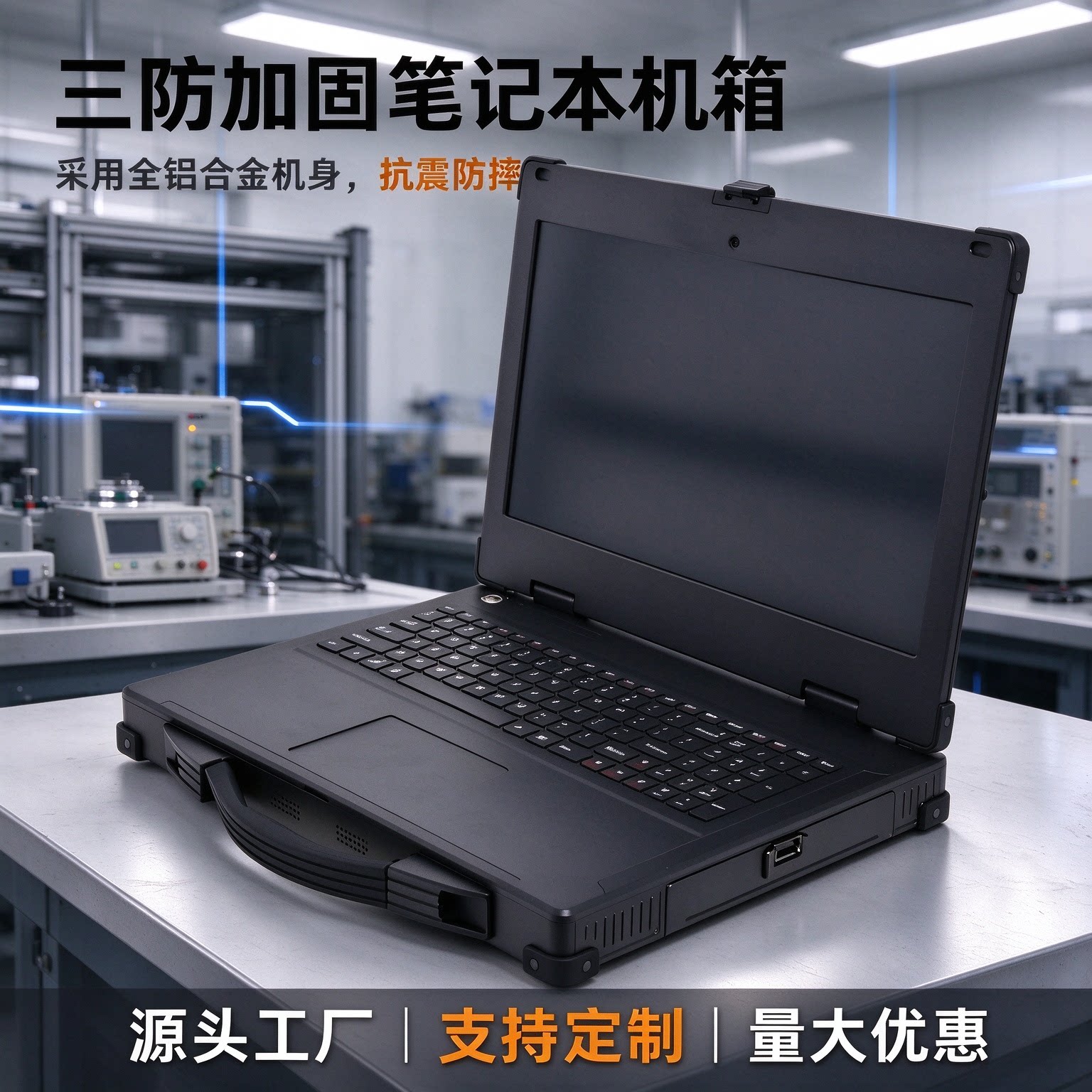 15.6薄款加固便携三防加固笔记本机箱铝合金CNC量大价优源头定制