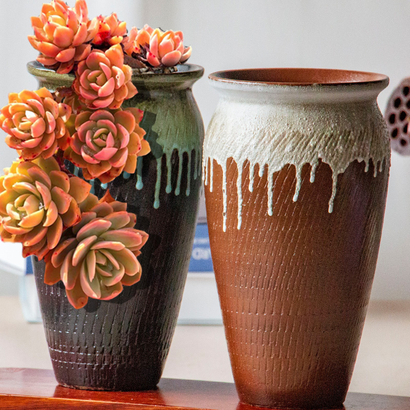 多肉师盆大口径粗陶法老花简桩紫砂约绿萝兰花月季大口径hp1516陶