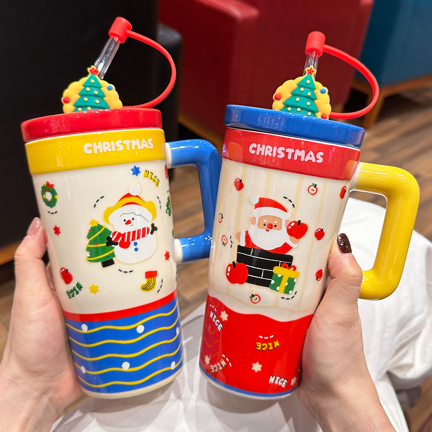 圣诞送礼陶瓷马克冰霸杯女生