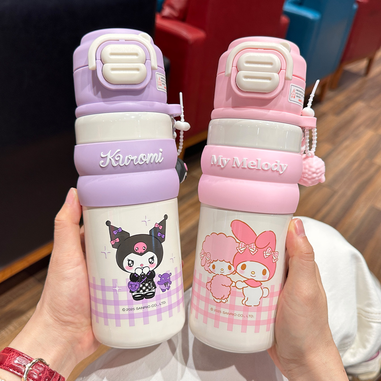 三丽鸥儿童保温杯高颜值女孩库洛米水杯学生上学专用双饮吸管杯子