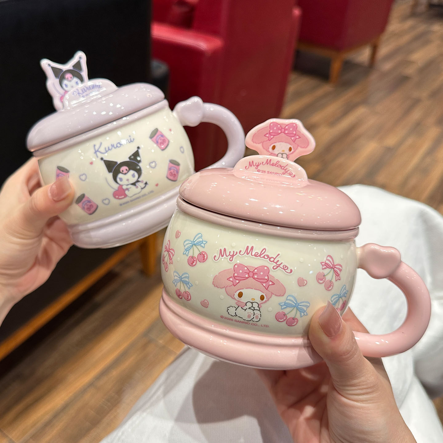 三丽鸥卡通陶瓷马克杯带盖水杯女生高颜值家用早餐咖啡杯生日礼物