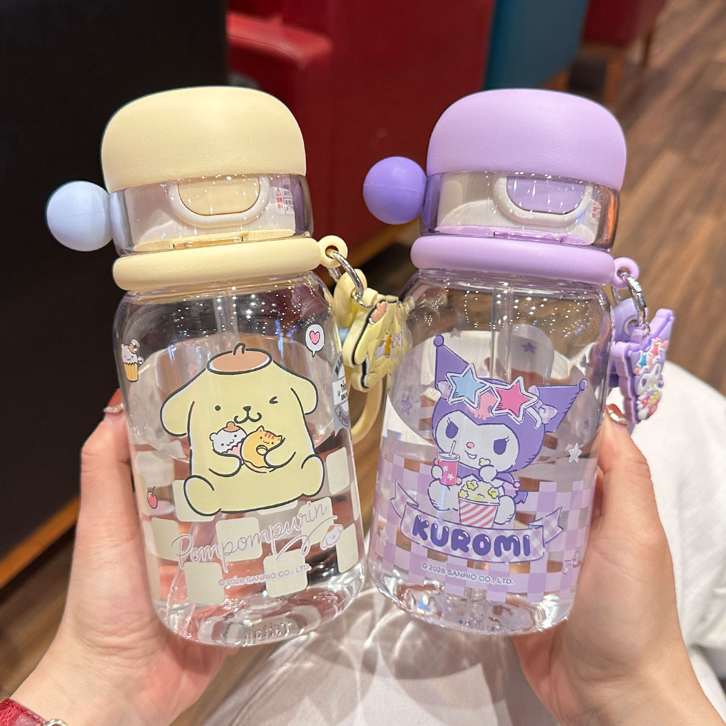 三丽鸥儿童水杯夏季可爱美乐蒂女孩双饮吸管杯小学生上学专用杯子