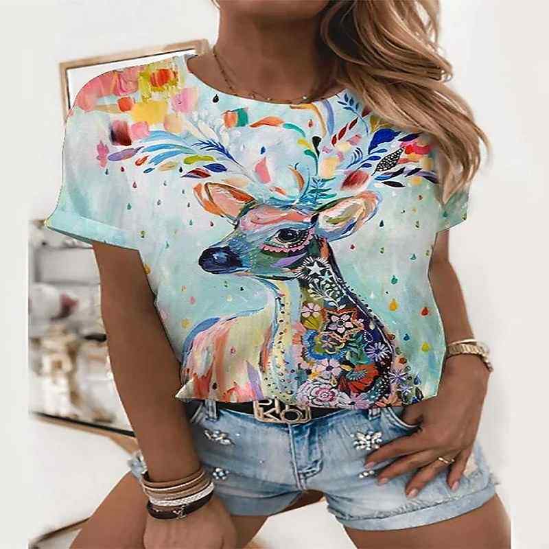 Digital Print Crew Neck Comfort T-Shirt数码印花圆领舒适T恤女怎么样,好用不?