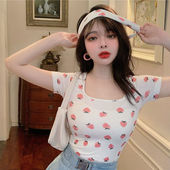 summer sexy Cool Sweet short Spice neck female square shirt