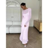 吊带内裙套装 Knitted skirt 欧美风针织镂空长裙 vest set