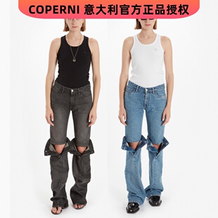 现货 意大利 LOCAT官方正品 Coperni 露膝盖腰带休闲牛仔裤