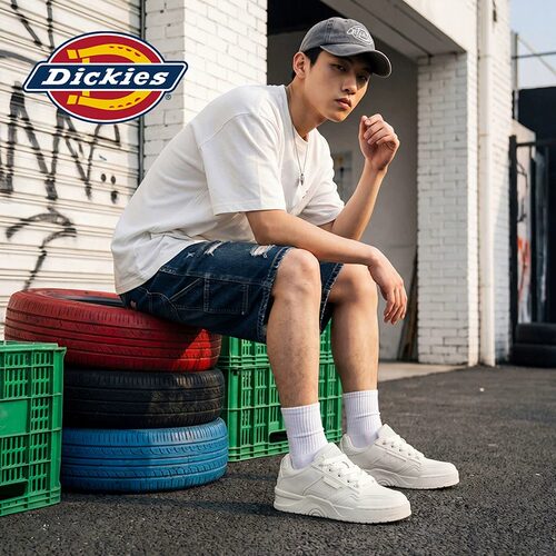 Dickies男士透气厚底小白板鞋