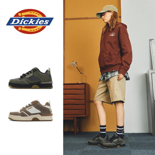 Dickies板鞋男女款2025新款情侣款休闲鞋子百搭复古面包鞋厚底鞋
