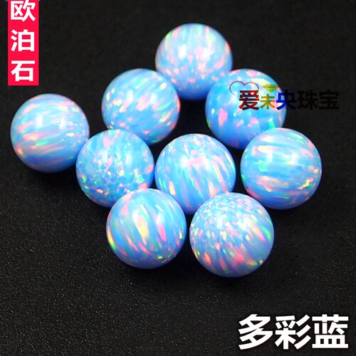 天然蓝色圆形手串耳钉吊坠裸石