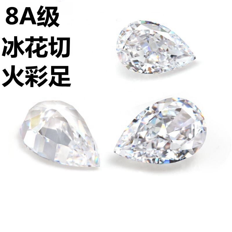 diy白色透明梨形宝石吊坠仿钻