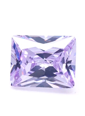 DIY长方形浅紫色锆石裸石彩色合成宝石尖底CZ仿钻变蓝色裸钻戒指