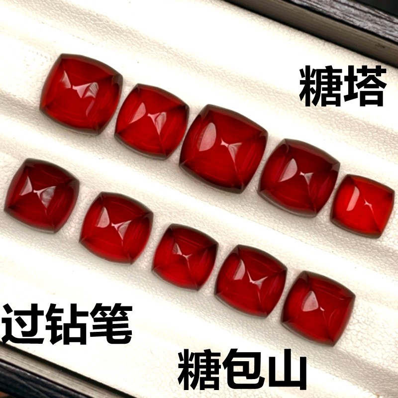 5A级方形鸽血红裸石糖塔红宝石戒指裸钻红色糖包山糖宝戒面吊坠子图片