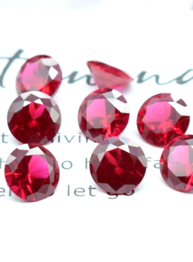 红宝石裸石Ruby圆钻形戒面缅甸泰国鸽血红宝石原石无烧未镶嵌