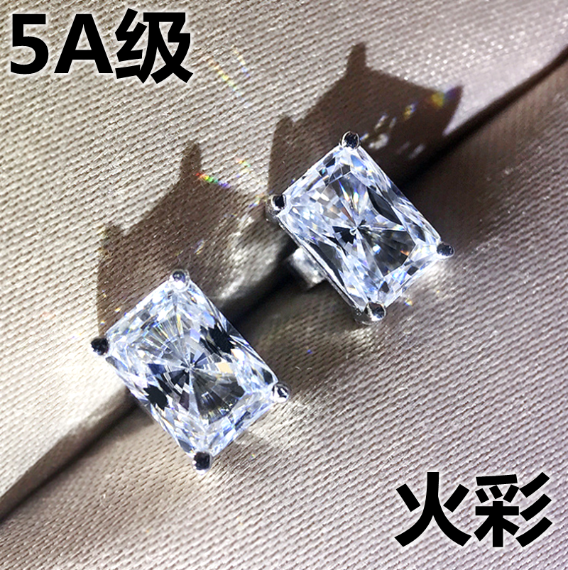长方形镀18k瑞士仿真钻石耳环