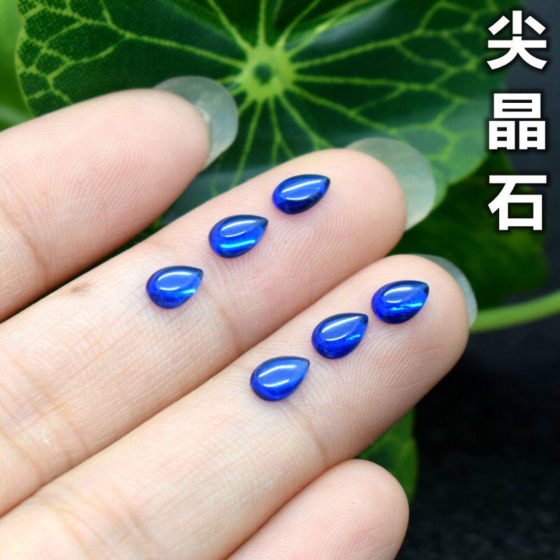 diy深蓝色水滴形平底尖晶石戒面