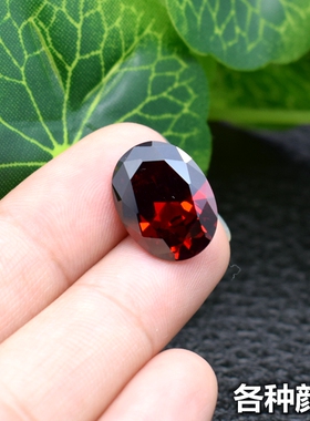 蛋形石榴红锆石红色戒面宝石椭圆形石榴石裸石diy饰品戒指主配石
