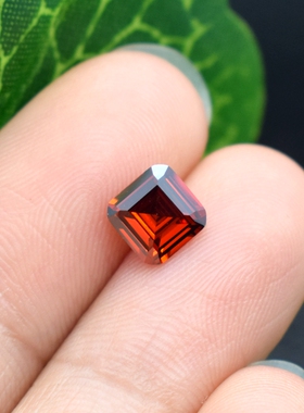 5A阿斯切石榴红正方形裸石红色戒指耳钉主配石裸钻石榴石彩色方钻