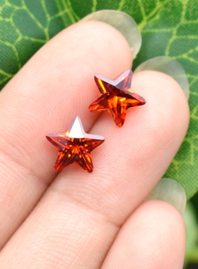 桔红色五角星宝石diy手工配石橙色星星锆石裸石戒指耳钉耳坠裸钻