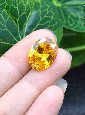 椭圆形金黄色锆石戒面裸石蛋形彩色宝石裸钻diy首饰尖底裸锆黄钻