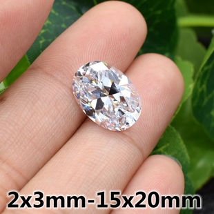 镶嵌主石diy 白色椭圆形戒面宝石蛋形透明锆石裸石戒指吊坠两用款