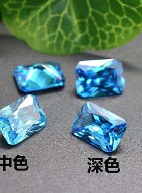 托帕石裸石原石条形长方形戒面海蓝宝石裸钻蓝色宝石戒指主石