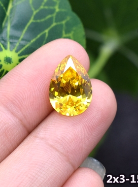 黄色水滴形宝石裸石梨形碎钻diy黄钻石锆石裸钻吊坠戒指戒面主石